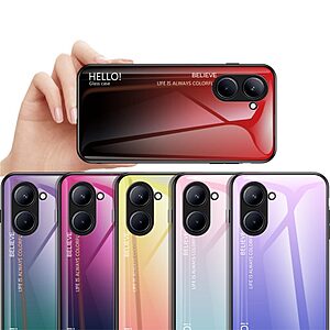 Θήκη Realme C33 OEM Gradient Color Laser Carving Tempered Glass Πλάτη TPU μαύρο / κόκκινο - Image 4