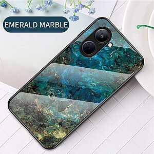 Θήκη Realme C33 OEM σχέδιο Marble με Πλάτη Tempered Glass TPU σμαραγδί - Image 3