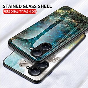 Θήκη Realme C33 OEM σχέδιο Marble με Πλάτη Tempered Glass TPU σμαραγδί - Image 4