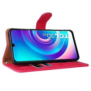 Θήκη TCL 30 / 30+ Mad Mask Litchi Skin Texture Leather με βάση στήριξης, υποδοχές καρτών και μαγνητικό κούμπωμα φούξια - Image 3