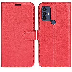 Θήκη TCL 30E / 306 / 30 SE OEM Litchi Skin  Leather με βάση στήριξης