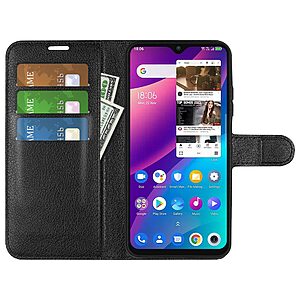 Θήκη TCL 30E / 306 / 30 SE OEM Litchi Skin  Leather με βάση στήριξης, υποδοχές καρτών και μαγνητικό κούμπωμα μαύρο - Image 5