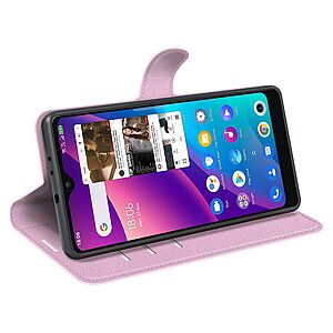 Θήκη TCL 30E / 306 / 30 SE OEM Litchi Skin  Leather με βάση στήριξης, υποδοχές καρτών και μαγνητικό κούμπωμα ροζ - Image 5