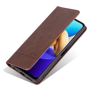 Θήκη Vivo Y22S / Υ35 AZNS Litchi Retro V4 Texture Leather με βάση στήριξης, υποδοχές καρτών και μαγνητικό κούμπωμα καφέ - Image 5