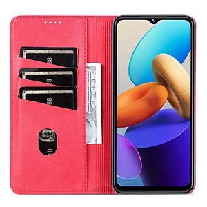 υποδοχές καρτών και μαγνητικό κούμπωμα κόκκινο