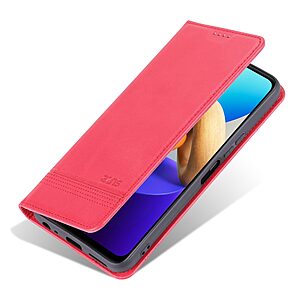 Θήκη Vivo Y22S / Υ35 AZNS Litchi Retro V4 Texture Leather με βάση στήριξης, υποδοχές καρτών και μαγνητικό κούμπωμα κόκκινο - Image 5