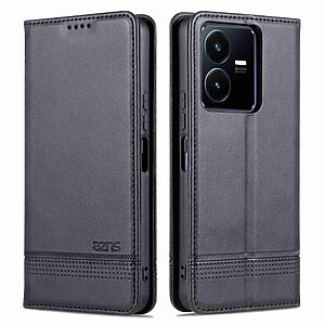 Θήκη Vivo Y22S / Υ35 AZNS Litchi Retro V4 Texture Leather με βάση στήριξης