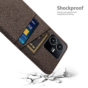 Θήκη Vivo Y22S / Υ35 OEM Πλάτη υφασμάτινη με υποδοχές καρτών και αντικραδασμικό Premium TPU καφέ - Image 4