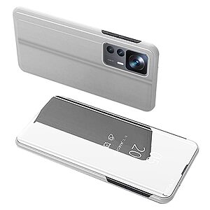 Θήκη Xiaomi 12T 5G / 12T Pro 5G Mad Mask Mirror Surface Series Flip Window δερματίνη ασημί