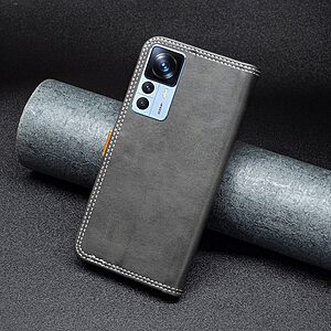 Θήκη Xiaomi 12T 5G / 12T Pro 5G BINFEN COLOR Leather Wallet Double Stitching Lines με βάση στήριξης, υποδοχές καρτών και μαγνητικό κούμπωμα μαύρο - Image 5