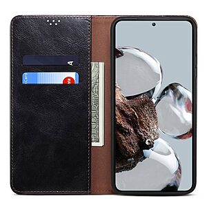 υποδοχή καρτών και μαγνητικό κούμπωμα Flip Wallet από συνθετικό δέρμα και TPU μαύρο