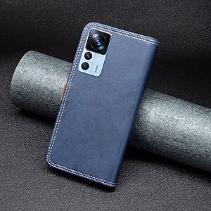 Θήκη Xiaomi 12T 5G / 12T Pro 5G BINFEN COLOR Leather Wallet Double Stitching Lines με βάση στήριξης, υποδοχές καρτών και μαγνητικό κούμπωμα μπλε - Image 5