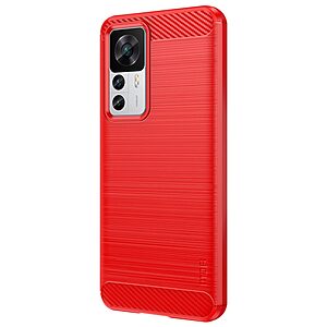 Θήκη Xiaomi 12T 5G / 12T Pro 5G MOFI Brushed V2 TPU Carbon Πλάτη κόκκινο ανοιχτό