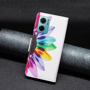 Θήκη Xiaomi Redmi 10 5G OEM Colorful Petals με βάση στήριξης, υποδοχές καρτών και μαγνητικό κούμπωμα Flip Wallet από συνθετικό δέρμα και TPU - Image 4