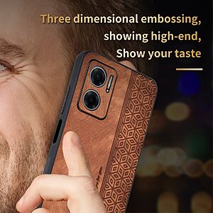 Θήκη Xiaomi Redmi 10 5G AZNS Imprinted Series Πλάτη με ανάγλυφη επιφάνεια από συνθετικό δέρμα και TPU καφέ - Image 5