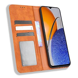 υποδοχή καρτών και μαγνητικό κούμπωμα Flip Wallet από συνθετικό δέρμα και TPU καφέ