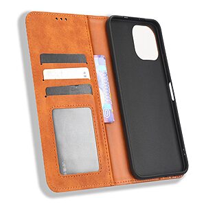 Θήκη Huawei Nova Y61 Mad Mask Folio Series v3 με βάση στήριξης, υποδοχή καρτών και μαγνητικό κούμπωμα Flip Wallet από συνθετικό δέρμα και TPU καφέ - Image 4