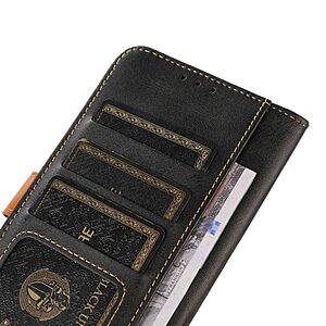 Θήκη Huawei Nova Y61 Mad Mask Leather Wallet Strong Golden Clasp με βάση στήριξης, υποδοχές καρτών και μαγνητικό κούμπωμα μαύρο - Image 4