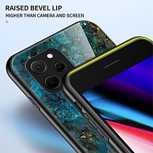 Θήκη Huawei Nova Y61 OEM σχέδιο Marble με Πλάτη Tempered Glass TPU λευκό - Image 4