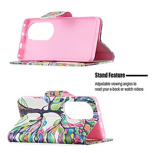 Θήκη Huawei P50 Pro OEM Colorized Tree με βάση στήριξης, υποδοχές καρτών και μαγνητικό κούμπωμα Flip Wallet από συνθετικό δέρμα και TPU - Image 4