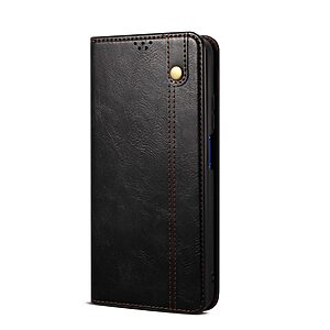 υποδοχή καρτών και μαγνητικό κούμπωμα Flip Wallet από συνθετικό δέρμα και TPU μαύρο