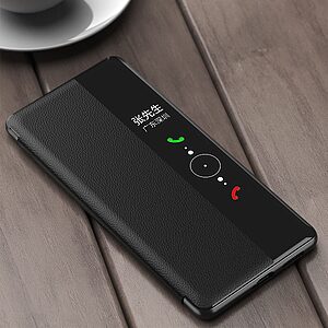 Θήκη Huawei P50 Pro OEM Half Mirror View Stand Cover v5 με μαγνητικό κούμπωμα από συνθετικό δέρμα ροζ χρυσό - Image 4