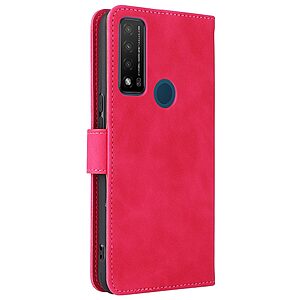 Θήκη TCL 20R 5G OEM Leather Skin touch Feeling v2 με βάση στήριξης, υποδοχές καρτών και μαγνητικό κούμπωμα κόκκινο - Image 4