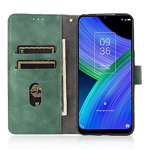 Θήκη TCL 20R 5G OEM Leather Skin touch Feeling v2 με βάση στήριξης, υποδοχές καρτών και μαγνητικό κούμπωμα πράσινο - Image 5