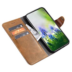 υποδοχή καρτών και μαγνητικό κούμπωμα Flip Wallet από συνθετικό δέρμα και εσωτερικό TPU καφέ