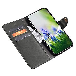 υποδοχή καρτών και μαγνητικό κούμπωμα Flip Wallet από συνθετικό δέρμα και εσωτερικό TPU μαύρο