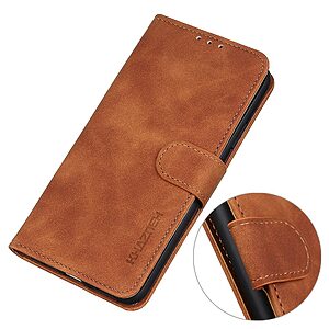 Θήκη Xiaomi Poco M4 5G KHAZNEH Litchi Skin Texture Leather με βάση στήριξης, υποδοχές καρτών και μαγνητικό κούμπωμα καφέ - Image 4