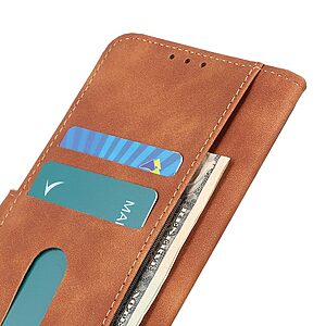 Θήκη Xiaomi Poco M4 5G KHAZNEH Litchi Skin Texture Leather με βάση στήριξης, υποδοχές καρτών και μαγνητικό κούμπωμα καφέ - Image 5