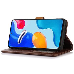 Θήκη Xiaomi Poco M4 5G Mad Mask Leather Wallet Strong Golden Clasp με βάση στήριξης, υποδοχές καρτών και μαγνητικό κούμπωμα καφέ σκούρο - Image 3