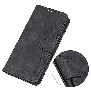 Θήκη Xiaomi Poco M4 5G KHAZNEH Litchi Skin Texture Leather με βάση στήριξης, υποδοχές καρτών και μαγνητικό κούμπωμα μαύρο - Image 4