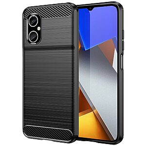 Θήκη Xiaomi Poco M4 5G Mad Mask Brushed TPU Carbon Πλάτη μαύρο