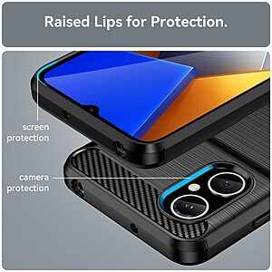 Θήκη Xiaomi Poco M4 5G Mad Mask Brushed TPU Carbon Πλάτη μαύρο - Image 5