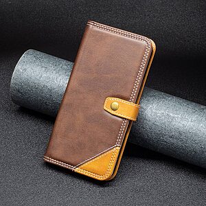 Θήκη Xiaomi Redmi A1+ BINFEN COLOR Leather Wallet Double Stitching Lines με βάση στήριξης, υποδοχές καρτών και μαγνητικό κούμπωμα καφέ - Image 4
