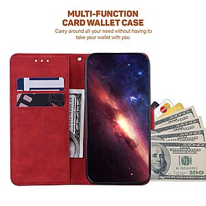 Θήκη Xiaomi Redmi A1+ Mad Mask Leather Wallet Case Geometry Style με βάση στήριξης, υποδοχές καρτών και μαγνητικό κούμπωμα Flip Wallet από συνθετικό δέρμα κόκκινο - Image 3