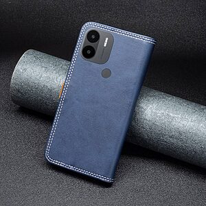 Θήκη Xiaomi Redmi A1+ BINFEN COLOR Leather Wallet Double Stitching Lines με βάση στήριξης, υποδοχές καρτών και μαγνητικό κούμπωμα μπλε - Image 5