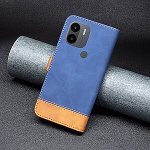 Θήκη Xiaomi Redmi A1+ BINFEN COLOR Leather Wallet Double Stitching Lines v2 με βάση στήριξης, υποδοχές καρτών και μαγνητικό κούμπωμα μπλε - Image 5