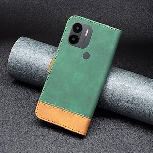 Θήκη Xiaomi Redmi A1+ BINFEN COLOR Leather Wallet Double Stitching Lines v2 με βάση στήριξης, υποδοχές καρτών και μαγνητικό κούμπωμα πράσινο - Image 5