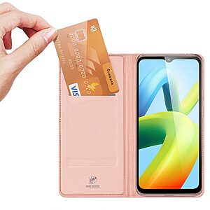 υποδοχή καρτών και μαγνητικό κούμπωμα Flip Wallet από συνθετικό δέρμα και TPU ροζ