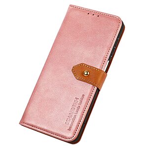 Θήκη Xiaomi Redmi A1+ KHAZNEH Leather Wallet Golden Clasp με βάση στήριξης, υποδοχές καρτών και μαγνητικό κούμπωμα ροζ χρυσό - Image 4
