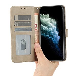 Θήκη Xiaomi Redmi A1+ OEM Leather Wallet Case Series 2 με βάση στήριξης, υποδοχές καρτών και μαγνητικό κούμπωμα Flip Wallet από συνθετικό δέρμα χακί - Image 3