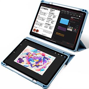 Θήκη Tri-Fold Flip Cover για iPad (2019/2020/2021) 10.2" με ειδική θέση για πενάκι και διάφανη ενισχυμένη πλάτη σε χρώμα γαλάζιο - Image 4