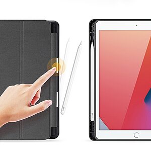 Θήκη Dux Ducis Domo Series Tri-Fold Flip Cover για iPad (2019/2020/2021) 10.2" με ειδική θέση για πενάκι και ενισχυμένη εσωτερική πλάτη σε χρώμα μαύρο - Image 4