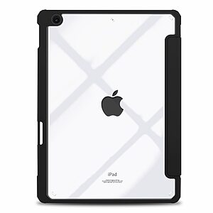 Θήκη Tri-Fold Flip Cover για iPad (2019/2020/2021) 10.2" με ειδική θέση για πενάκι και διάφανη ενισχυμένη πλάτη σε χρώμα μαύρο - Image 3