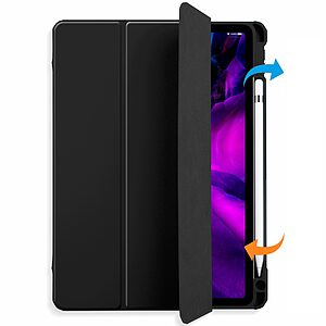 Θήκη Tri-Fold Flip Cover για iPad (2019/2020/2021) 10.2" με ειδική θέση για πενάκι και διάφανη ενισχυμένη πλάτη σε χρώμα μαύρο - Image 5
