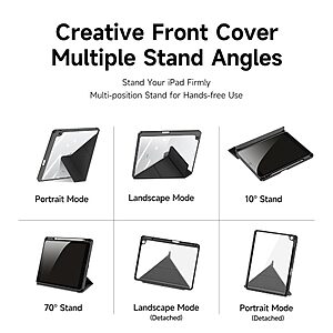 Θήκη Dux Ducis Magi Series Tri-Fold Flip Cover για iPad (2019/2020/2021) 10.2" με πολλαπλές θέσεις στήριξης, ειδική θέση για πενάκι και διάφανη ενισχυμένη πλάτη σε χρώμα μαύρο - Image 5