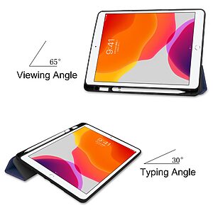 Θήκη Tri-Fold Flip Cover για iPad (2019/2020/2021) 10.2" από TPU και ενισχυμένη εσωτερική πλάτη σε χρώμα μπλε σκούρο - Image 3